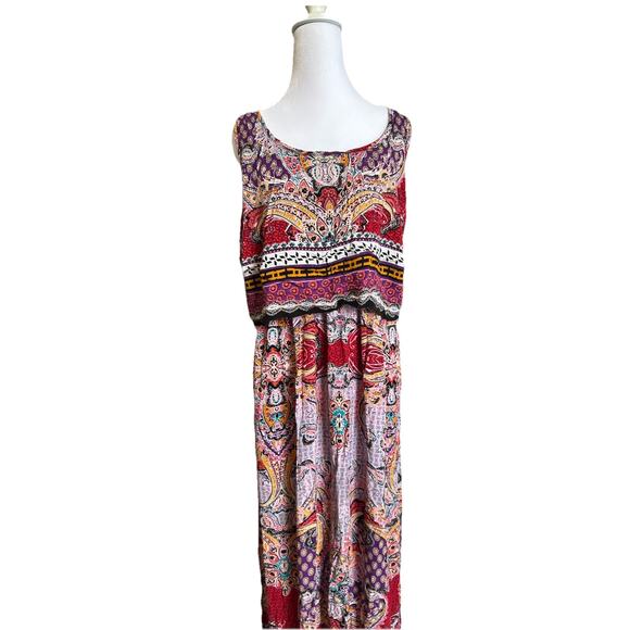 Womens 2XL Maxi Dress Wedding Guest Floral Peasant Paisley Patchwork Fairy XXL - Picture 12 of 15